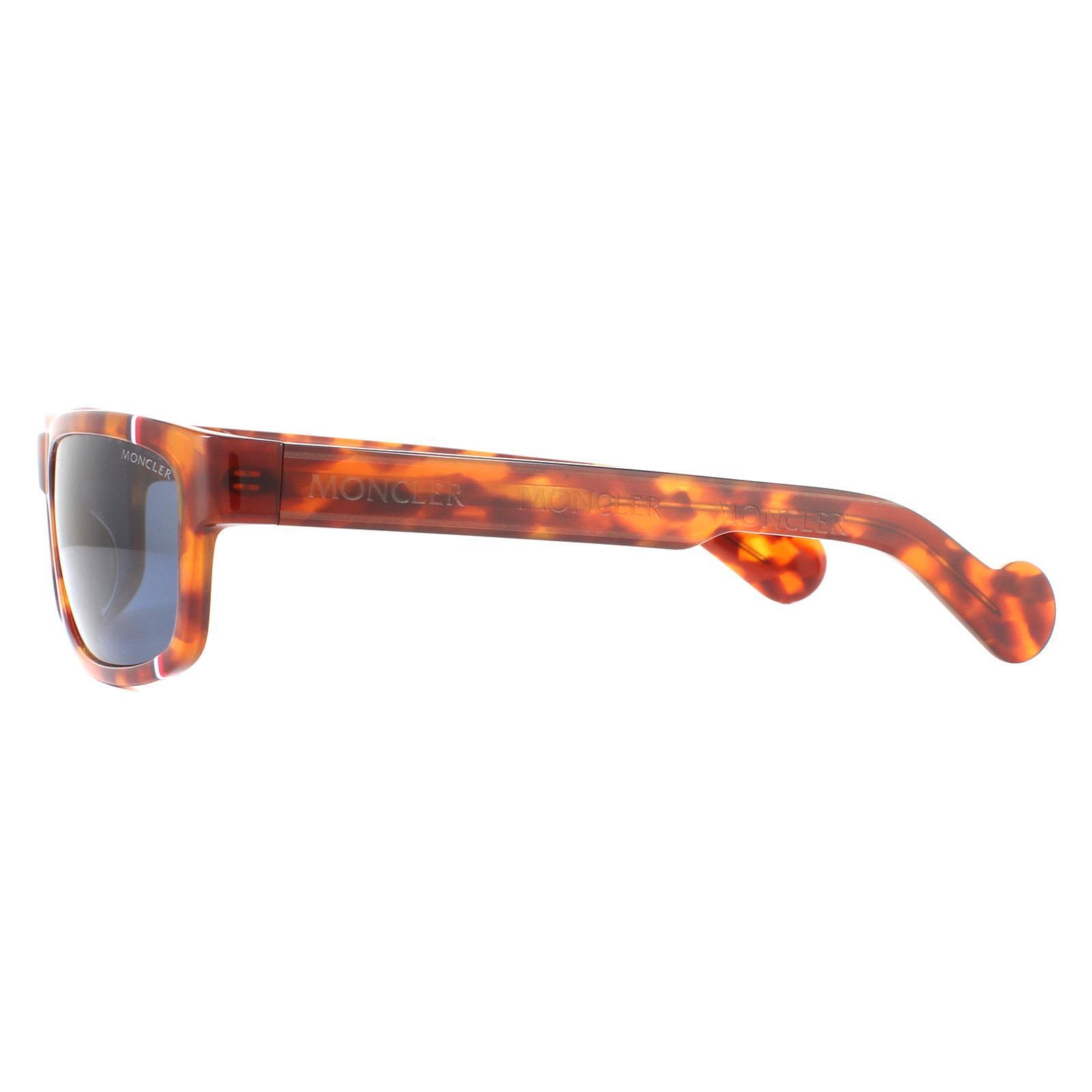 Moncler Rectangle Mens Havana Blue Sunglasses 3/4