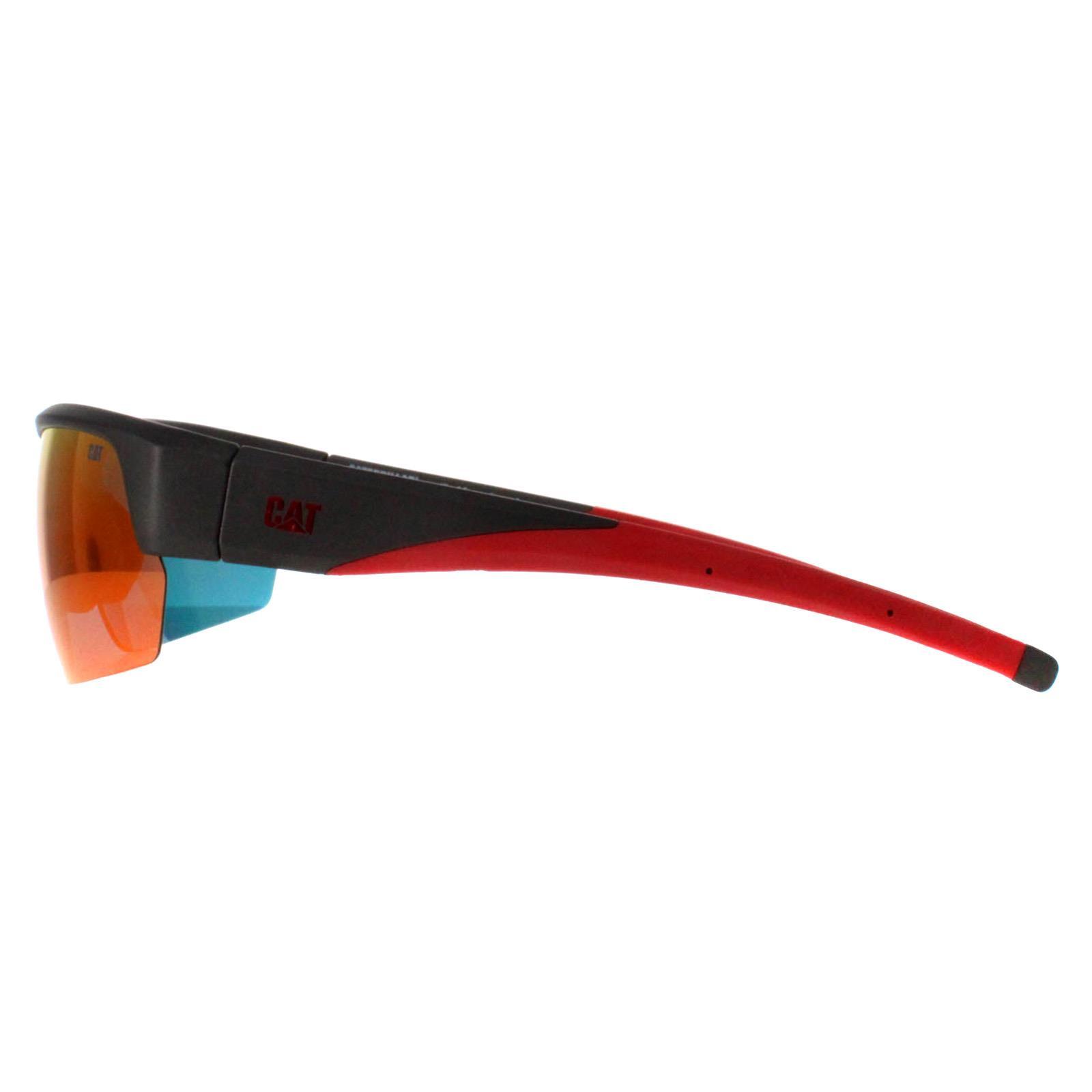 Caterpillar Semi Rimless Mens Matte Metallic Grey Red Mirror Polarized CTS-8022 3/4