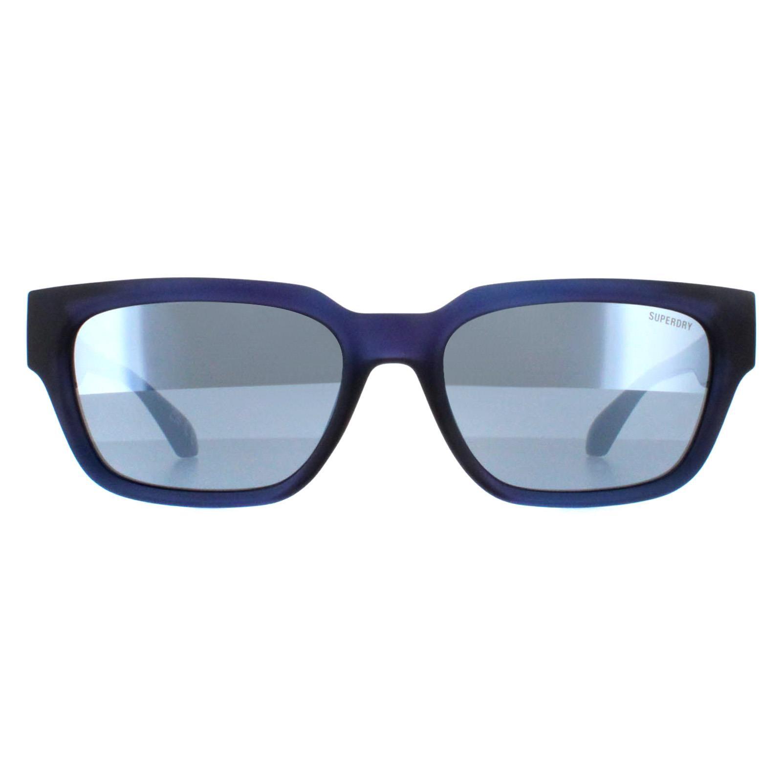 Superdry Rectangle Mens Matte Navy Silver Mirror 5004 1/4