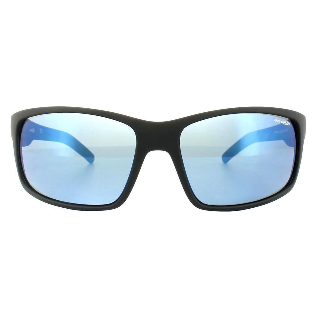 Arnette Wrap Mens Fuzzy Black Blue Mirror Sunglasses