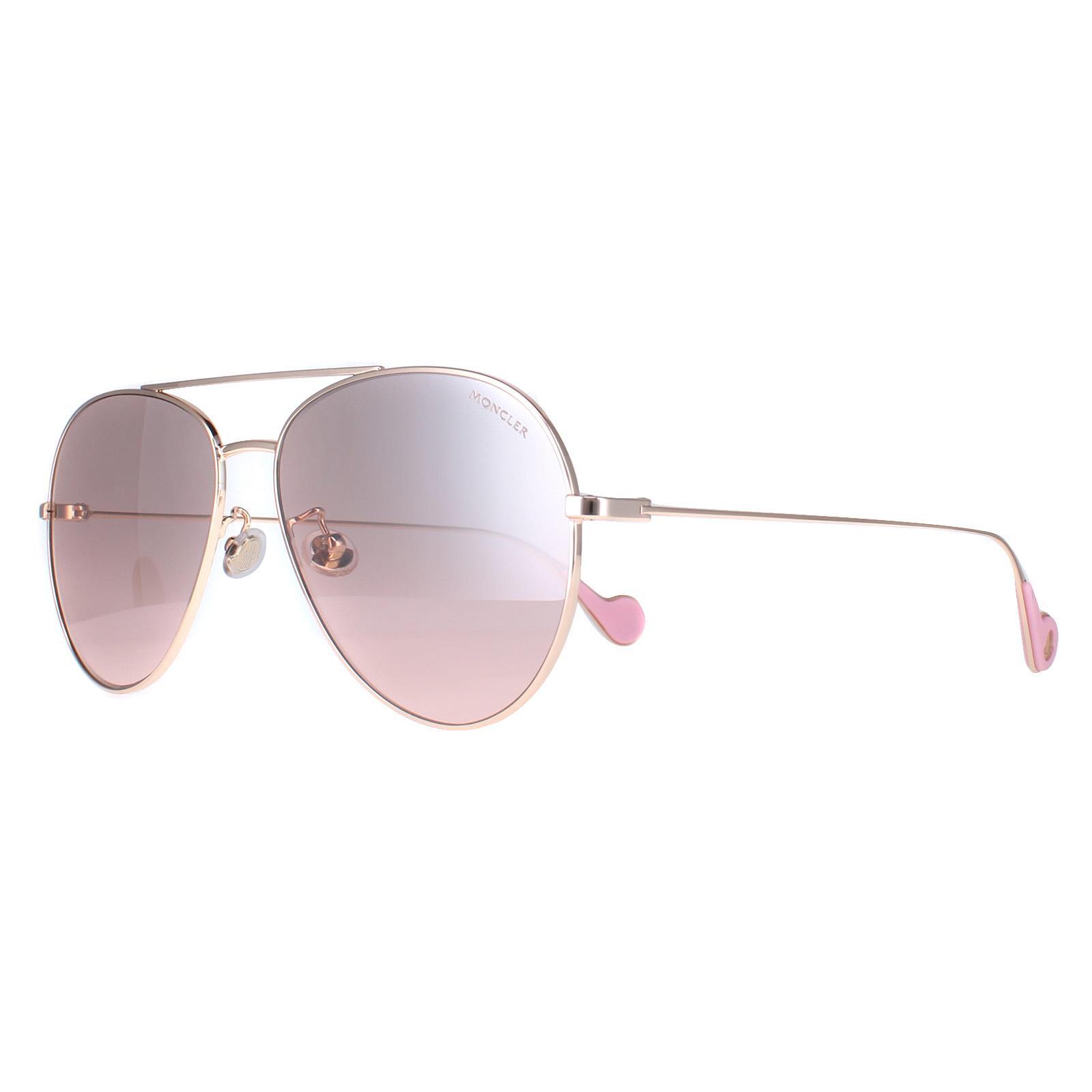 Moncler Aviator Unisex Shiny Rose Gold Brown Pink Gradient ML0110-K 2/4