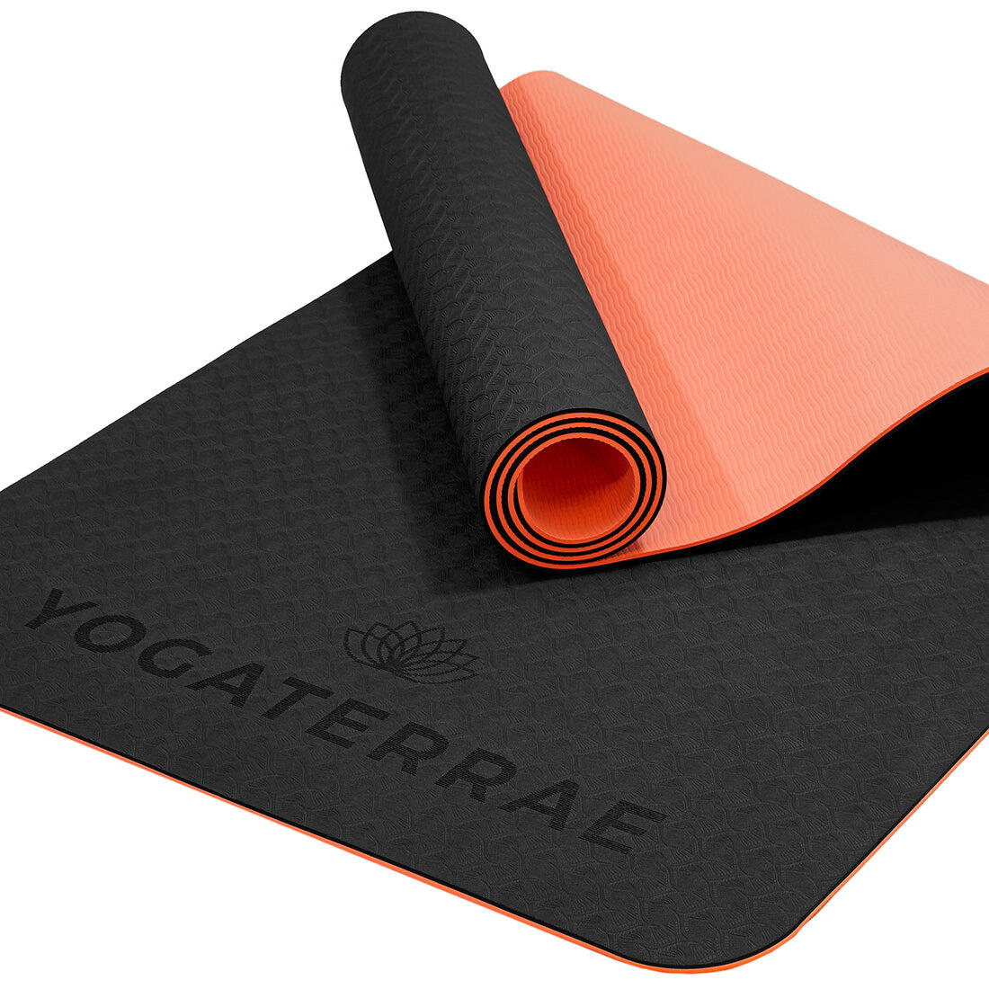 ESTERILLA DE YOGA ANTIDESLIZANTE DURABLE Negro Coral TPE Ligero + BOLSA & CORREA 2/5