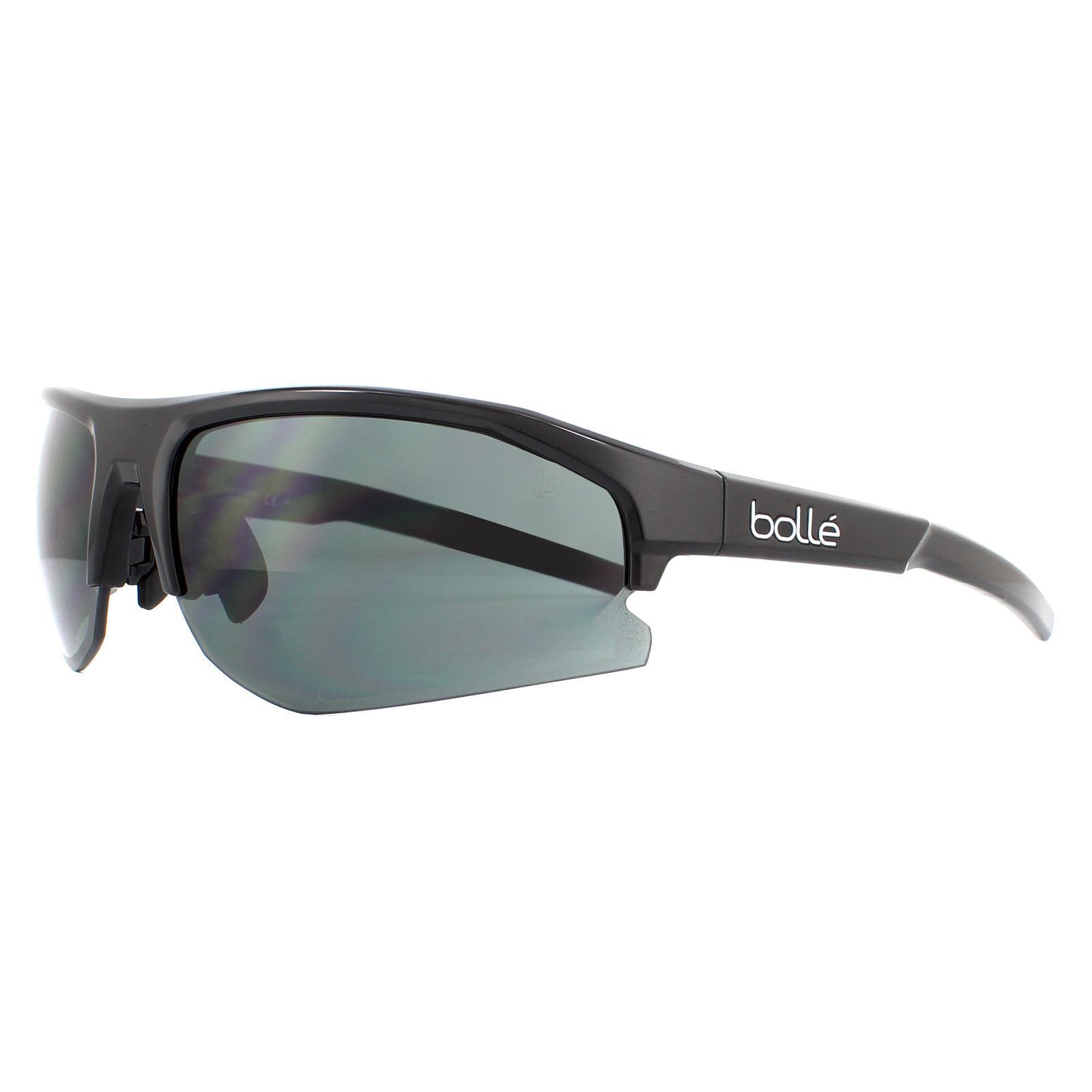 Bolle Semi Rimless Unisex Shiny Black TNS Grey Sunglasses 2/4