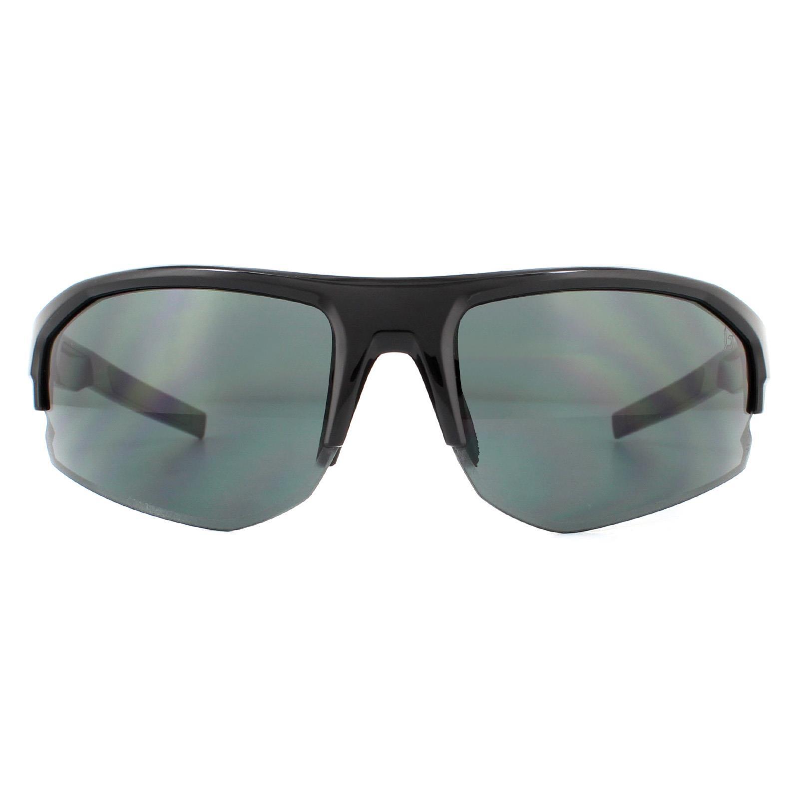 Bolle Semi Rimless Unisex Shiny Black TNS Grey Sunglasses 1/4
