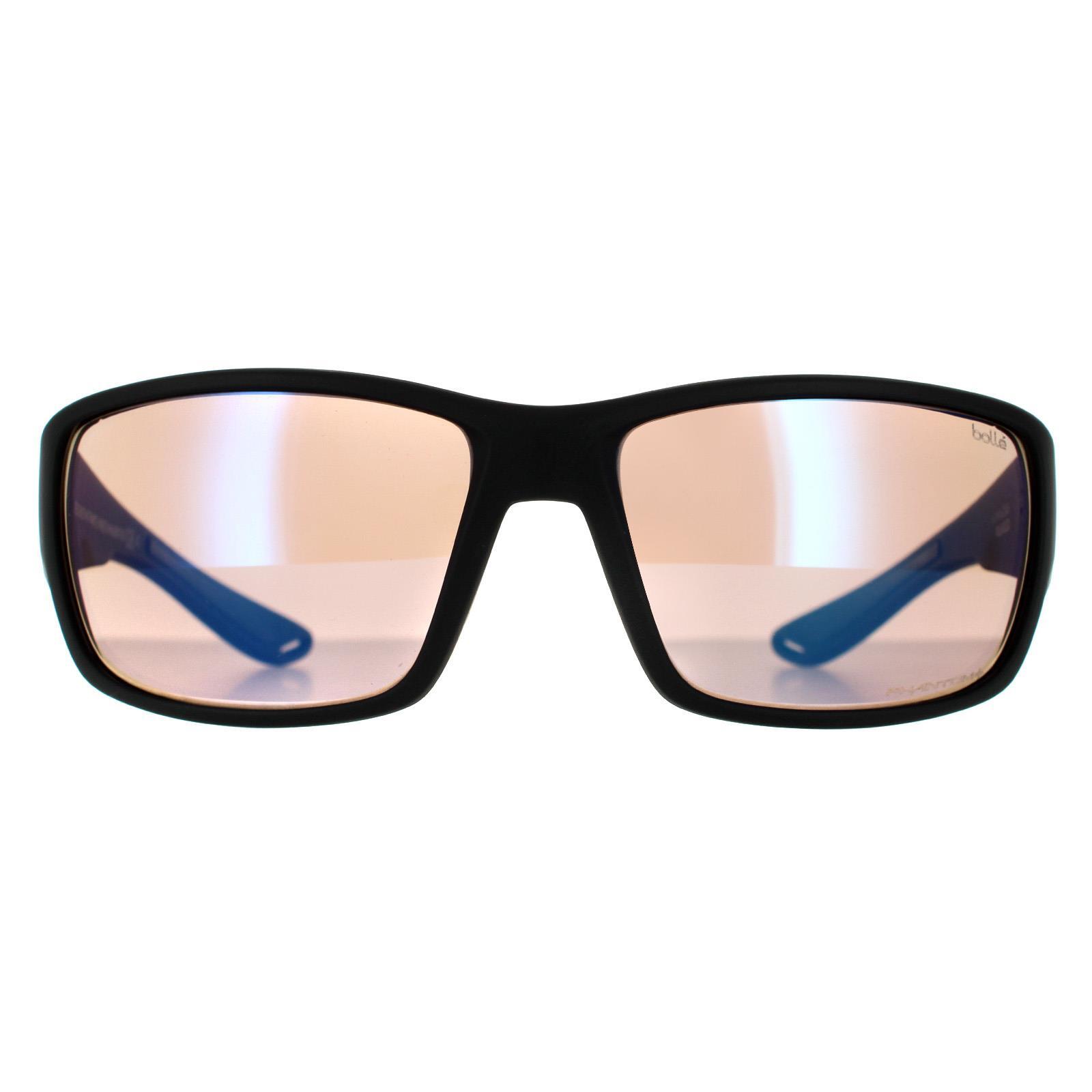 BOLLÉ Bolle Wrap Mens Matte Black Phantom+ Blue Photochromic Polarized Sunglasses