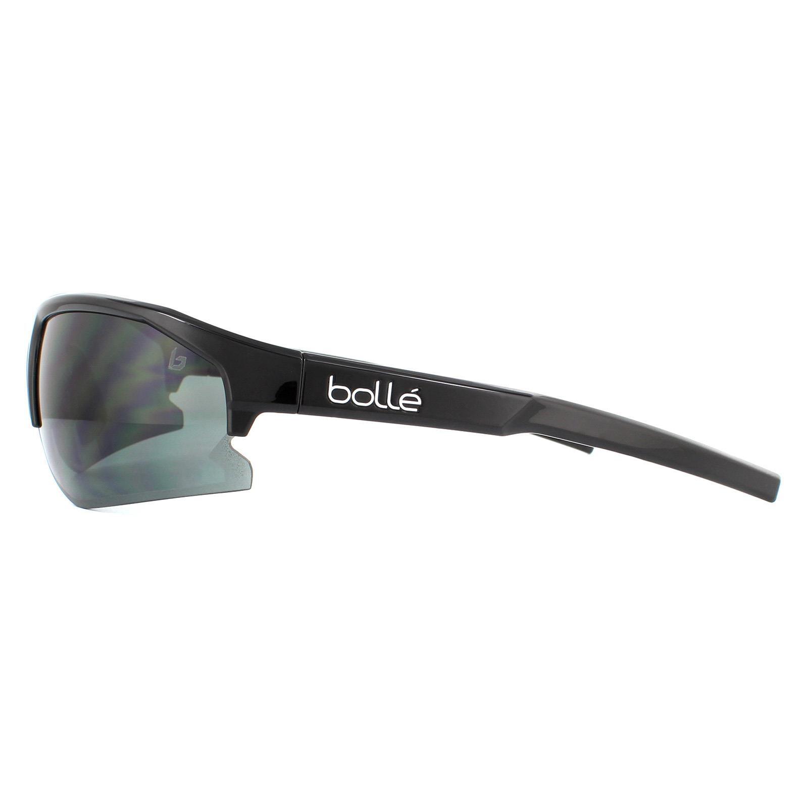 Bolle Semi Rimless Unisex Shiny Black TNS Grey Sunglasses 3/4