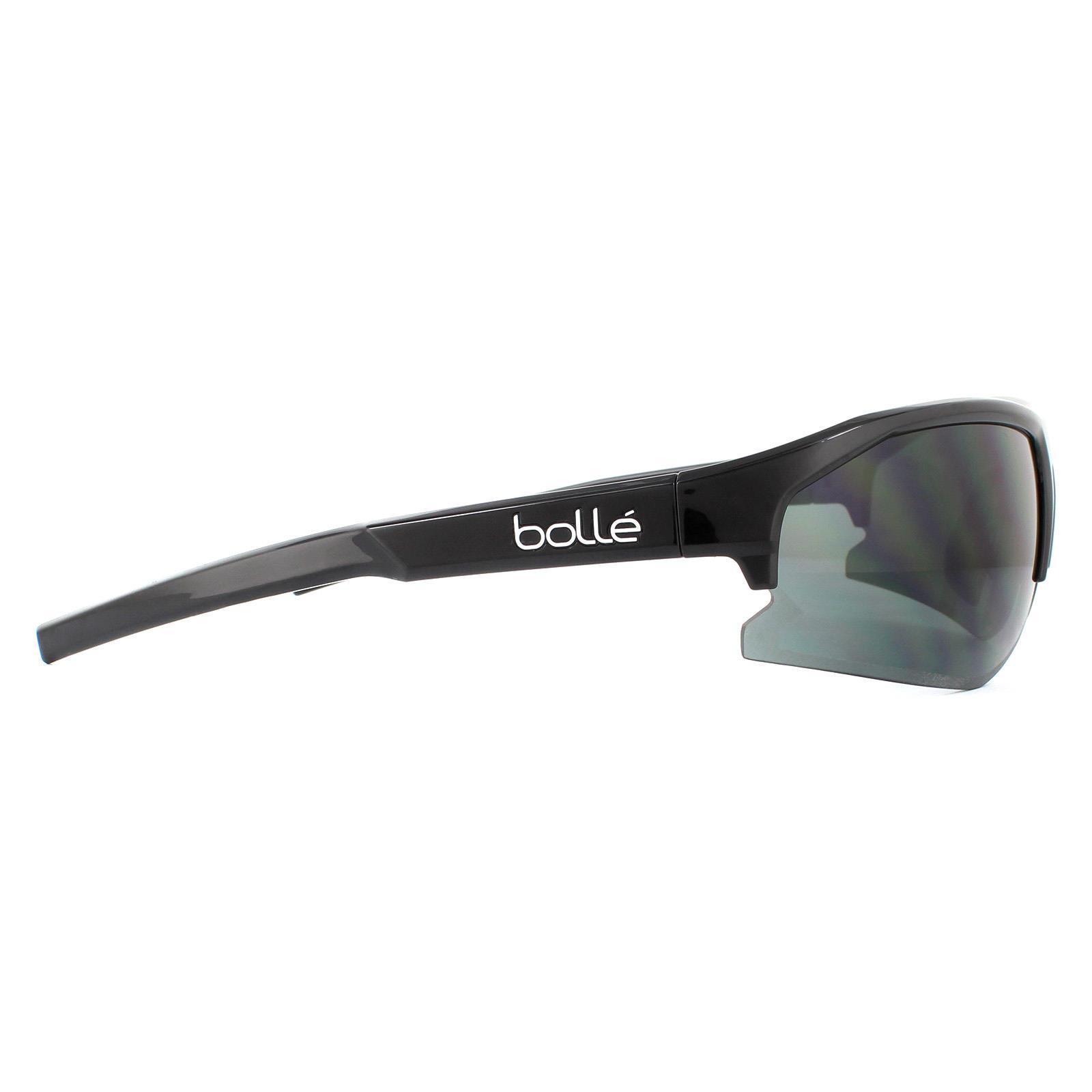 Bolle Semi Rimless Unisex Shiny Black TNS Grey Sunglasses 4/4