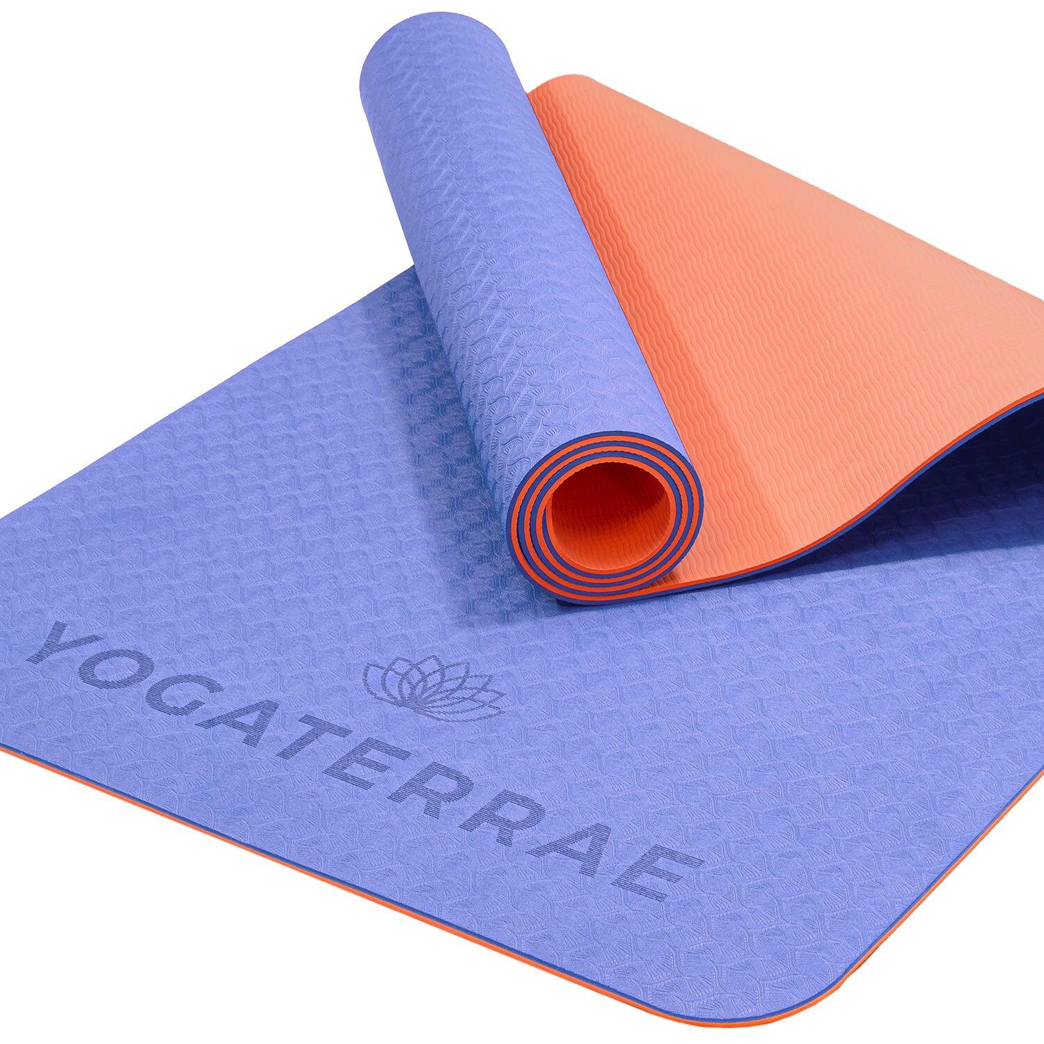 ESTERILLA YOGA ANTIDESLIZANTE DURABLE Lavanda Coral TPE Ligero + BOLSA & CORREA 2/5