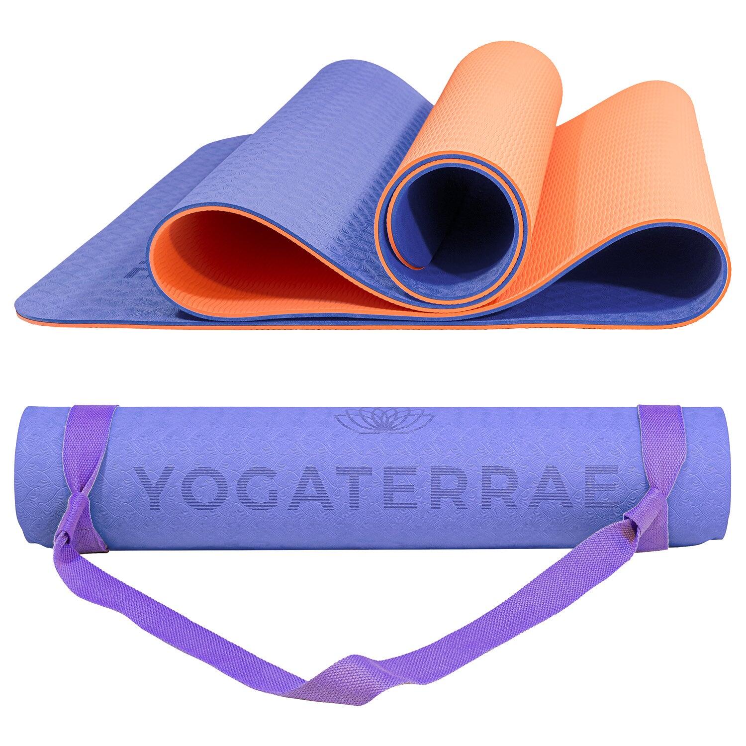 Yogaterrae - Tapis De Yoga Antidérapant Durable Confort Lavande Corail Tpe Léger + Sangle - Tapis De Yoga - Orange|rose|violet - 183 Cm - Decathlon