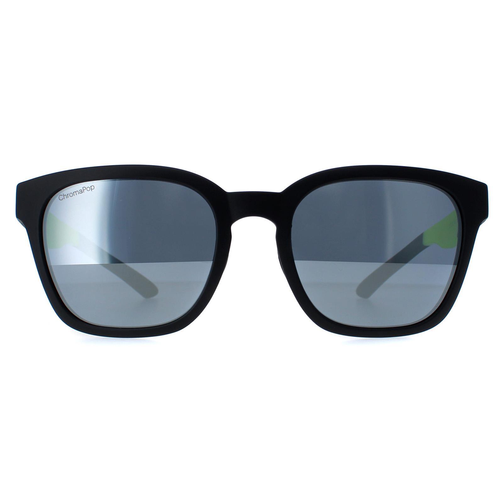 SMITH Smith Square Mens Matte Black Yellow Chromapop Silver Mirror Sunglasses