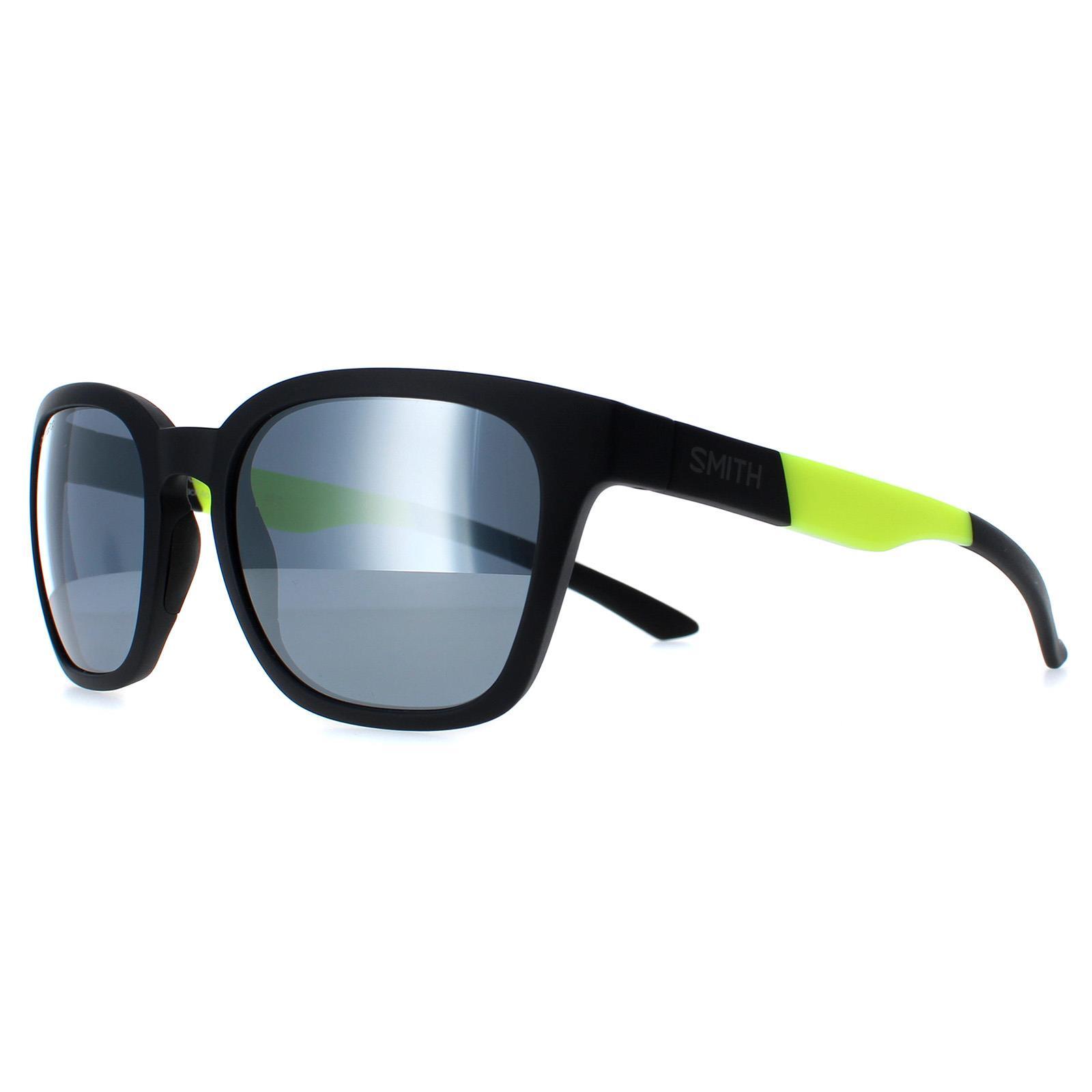 Smith Square Mens Matte Black Yellow Chromapop Silver Mirror Sunglasses 2/4