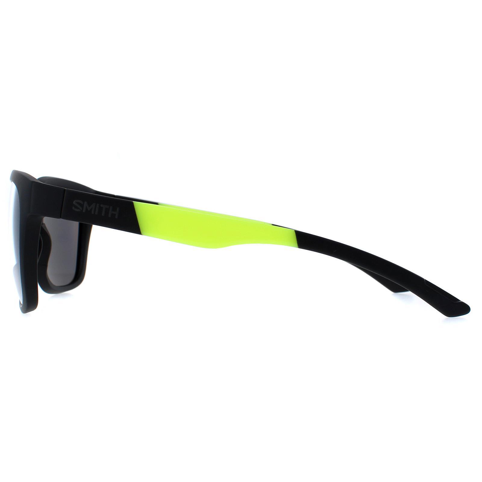Smith Square Mens Matte Black Yellow Chromapop Silver Mirror Sunglasses 3/4