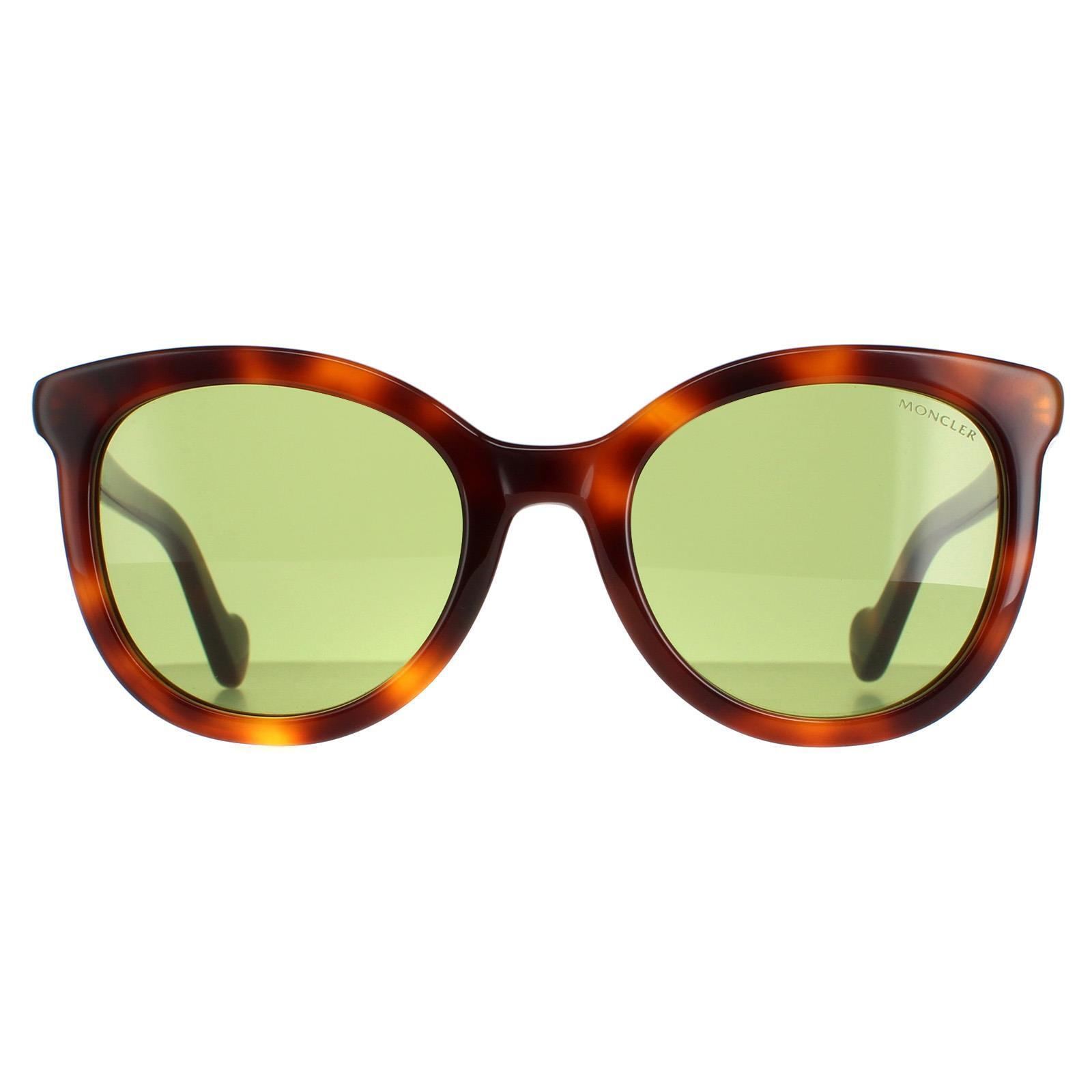 MONCLER Moncler Round Womens Dark Havana Green Sunglasses