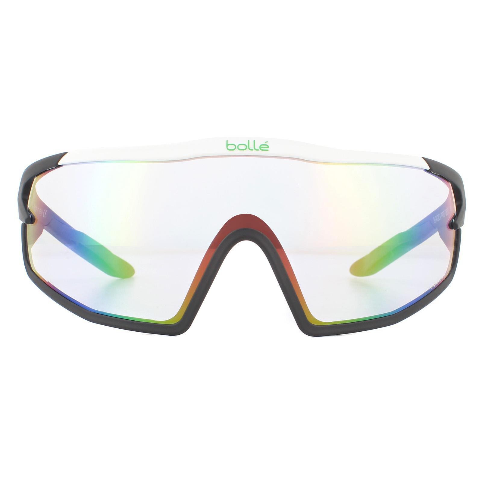 BOLLÉ Bolle Wrap Mens Matte White Phantom Clear Green Photochromic Sunglasses