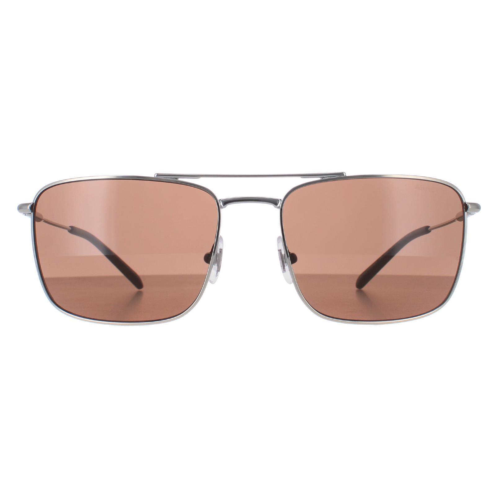 ARNETTE Arnette Rectangle Mens Silver Dark Brown AN3088 Boulevardier