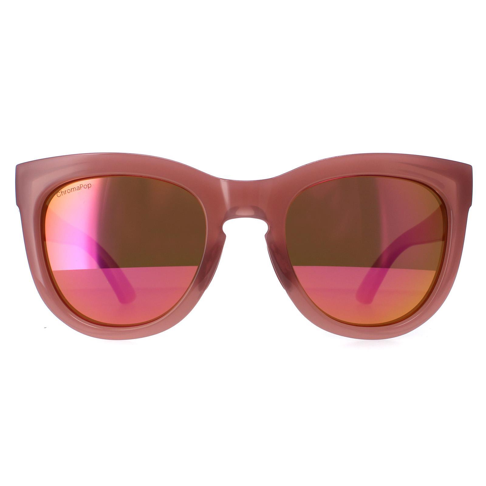 SMITH Smith Cat Eye Womens Beige Pink Chromapop Rose Gold Mirror Sunglasses