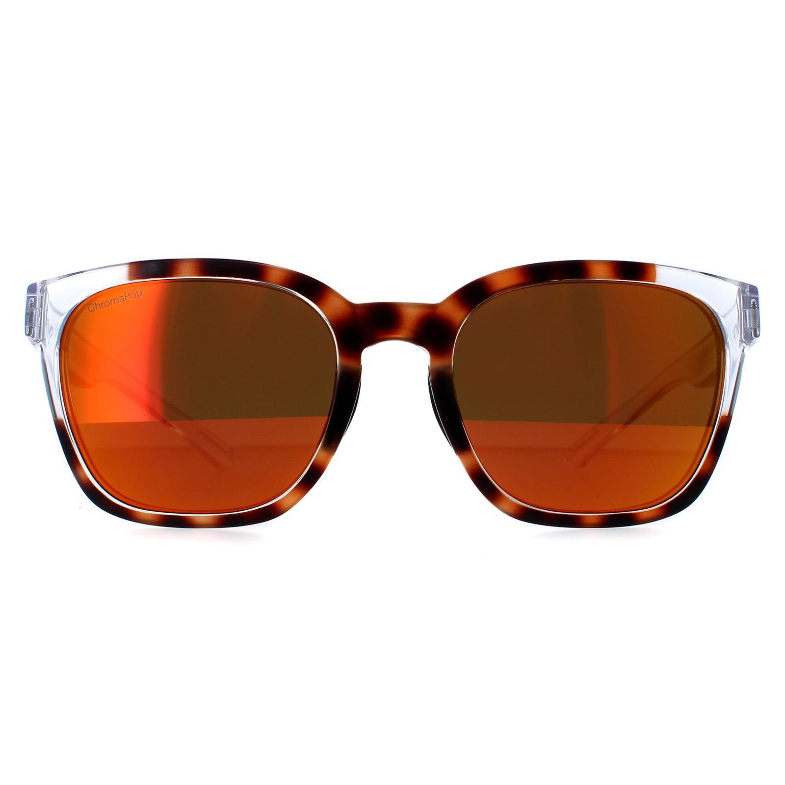 SMITH Smith Square Mens Havana and Transparent Chromapop Red Mirror Sunglasses