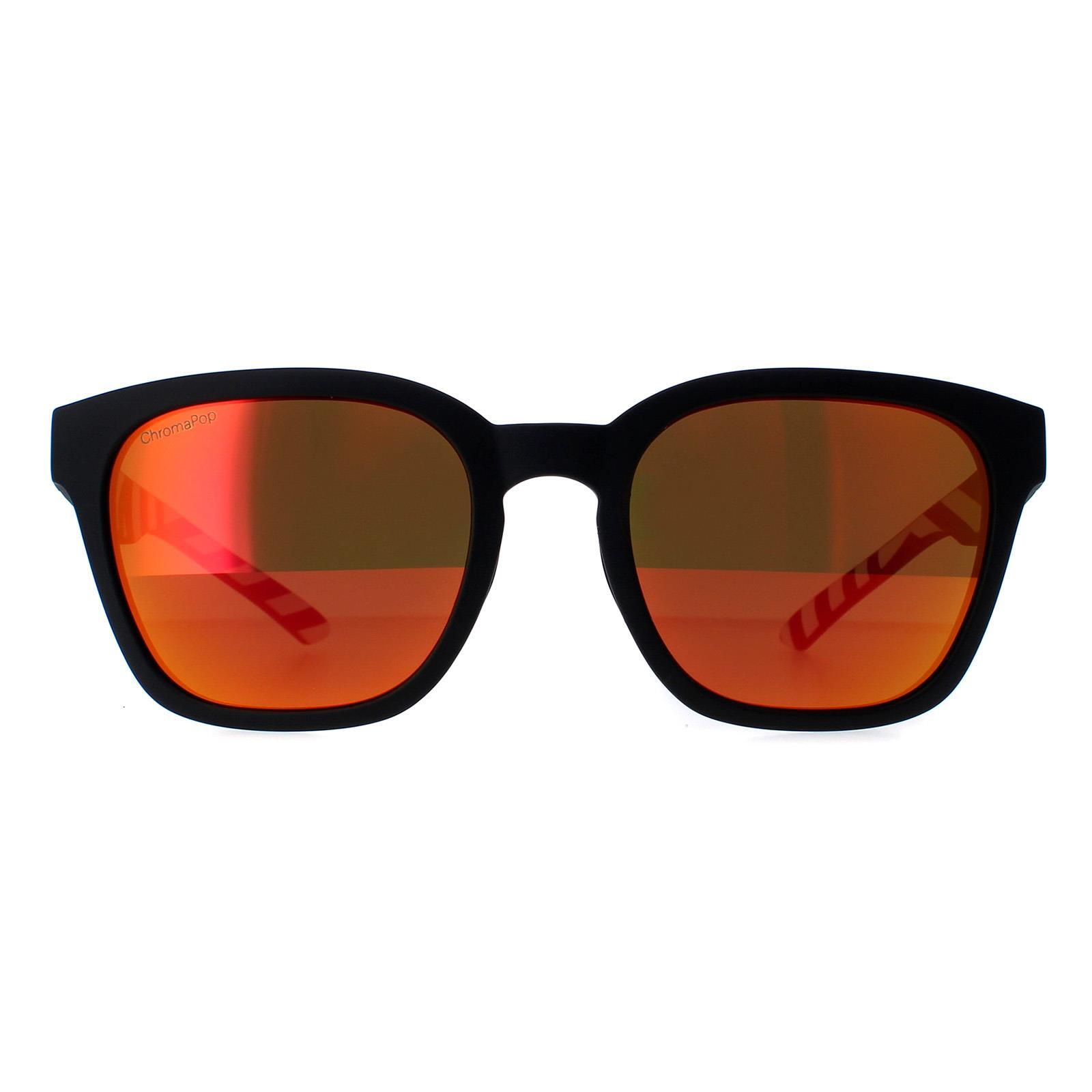 SMITH Smith Square Mens Matte Black Chromapop Red Mirror Sunglasses