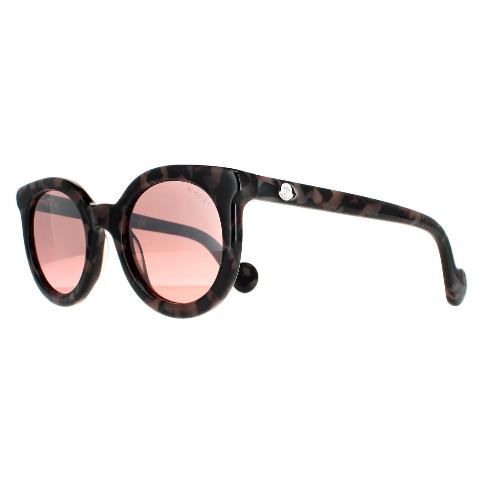 Moncler Round Womens Coloured Havana Bordeaux Mirror Sunglasses 2/4