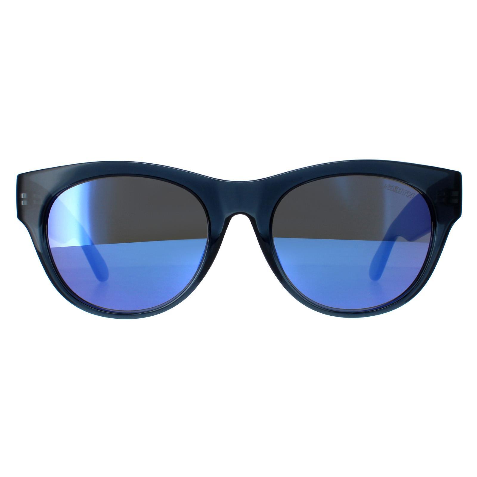 SMITH Smith Round Unisex Blue Crystal Chromapop Violet Mirror Sunglasses
