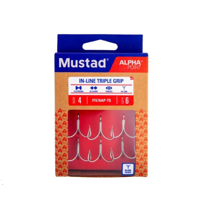 Ancora tripla Mustad inline steel, nr 1, 6 buc / plic