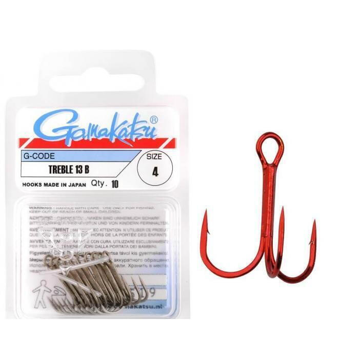 ANCORA TRIPLA GAMAKATSU 13N TREBLE RED 10, NR 8, BUC / PLIC