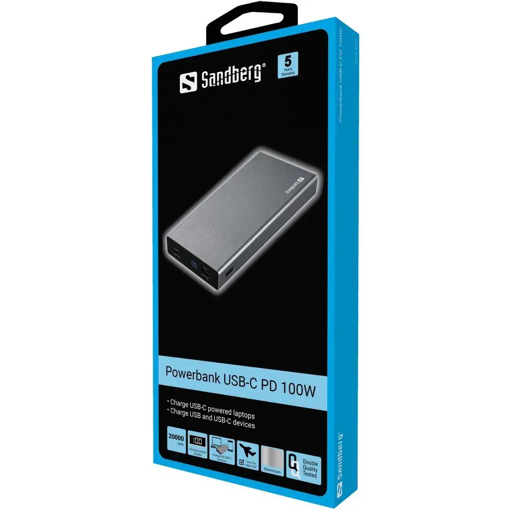 Powerbank Sandberg 20000mah USB-C PD100W 2/2