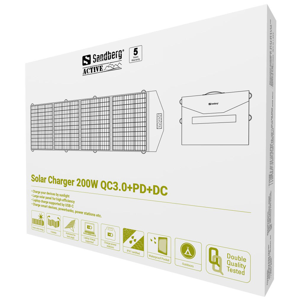 SANDBERG Solar Charger 200W opvouwbaar met USB-C PD 3/7