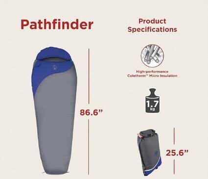 Pathfinder 3⁰C Polyester Double Layer Mummy Sleeping Bag, 1.7 Kg,  Grey-Blue -  3