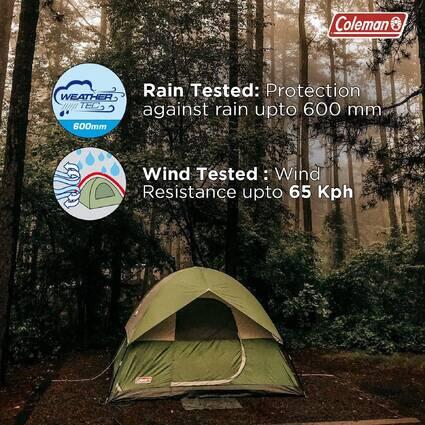 4-Person Sundome Camping Tent, Superior Air Ventilation & Easy Setup, Green