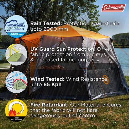 8-Person Cortes Octagon Family Camping Tent With Wheeled Carry Bag, Easy Setup,Orange -  4