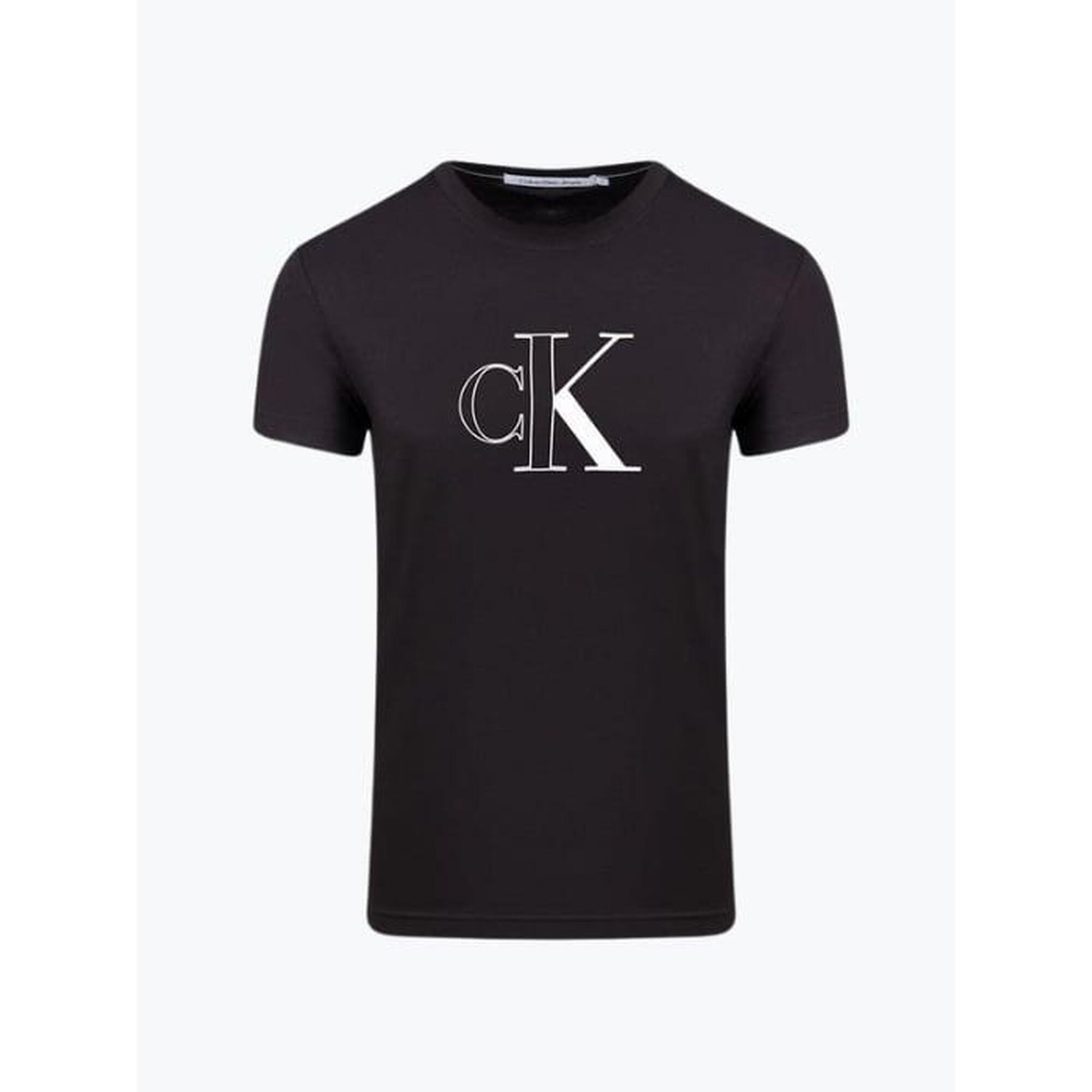 Tricou barbati cu decolteu la baza gatului, Outline Monologo, Calvin Klein Jeans