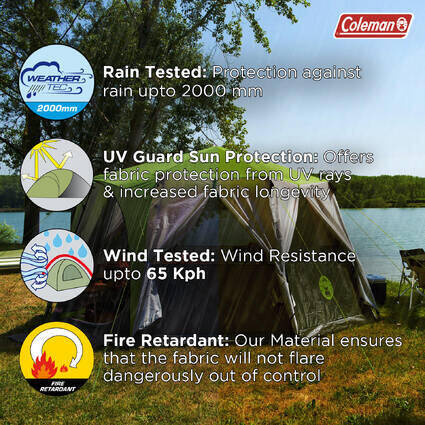 8-Person Cortes Octagon Family Camping Tent With Wheeled Carry Bag, Easy Setup,Green -  4