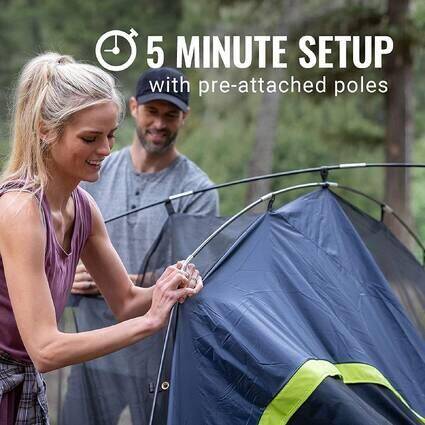 8-Person Dark Room SkyDome Camping Tent with Fixed Pre-Attached Poles, More Headroom & Easy Setup, Blue -  4