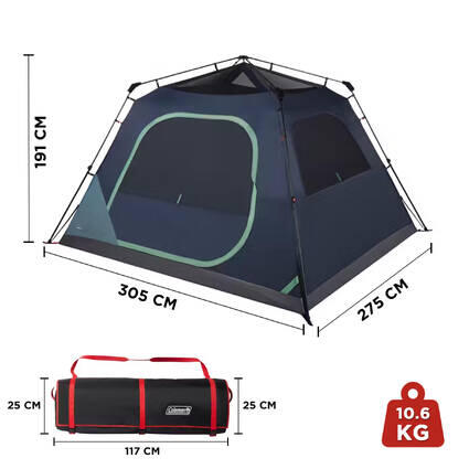 6-Person Skylodge Instant Camping Tent with Telescoping pre-attached Poles, 1 Minute Instant Setup