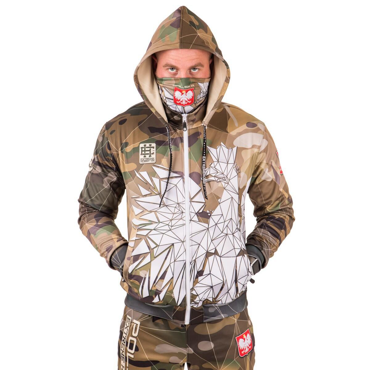 Felpa sportiva con zip e cappuccio da uomo EXTREME HOBBY POLSKA CAMO 3/7