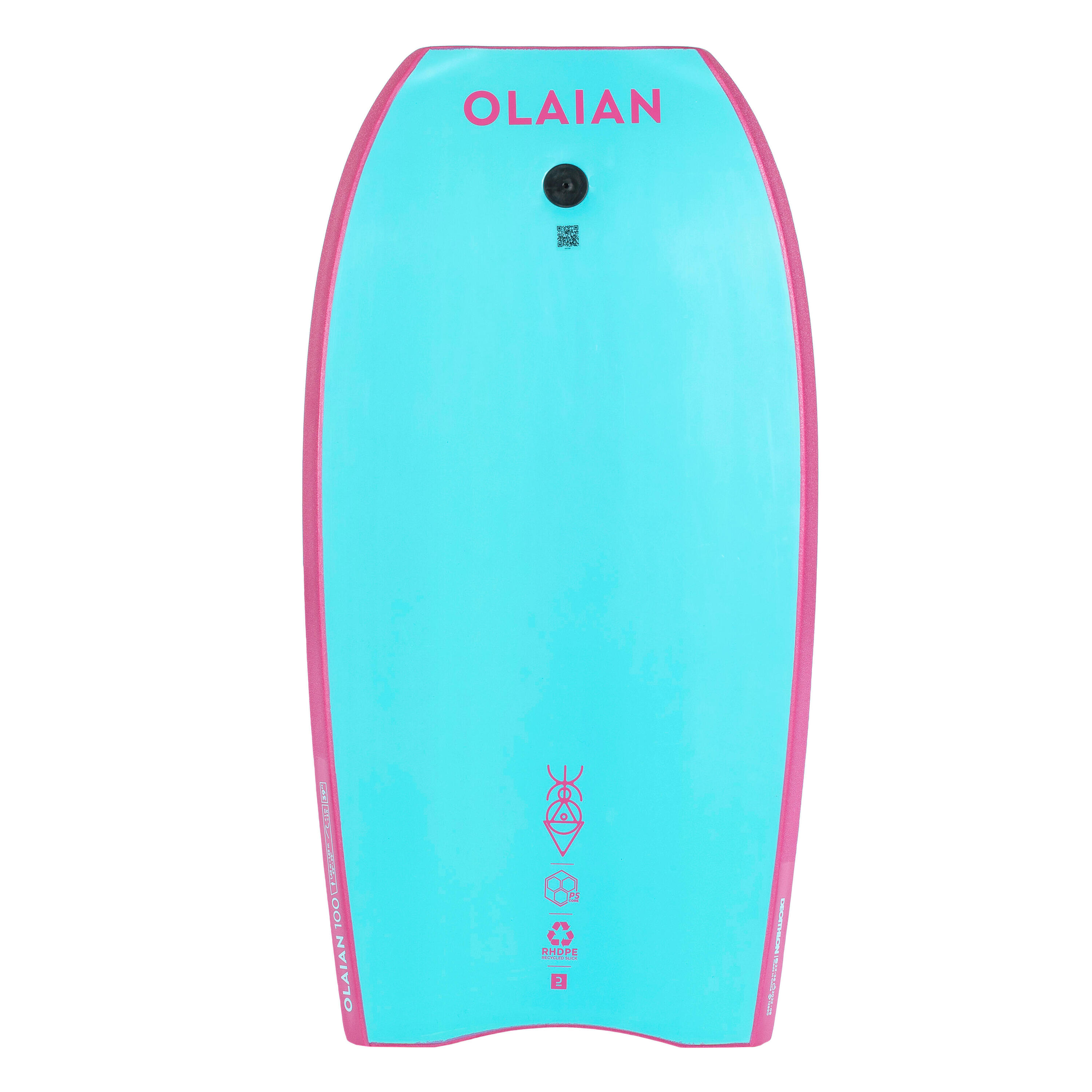 Tweedehands Bodyboard 100 roze/blauw met polsleash 4/5