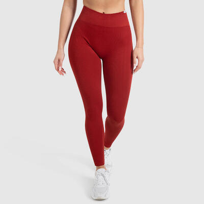 Damen High Waist Leggings Amaze Ripp Weinrot