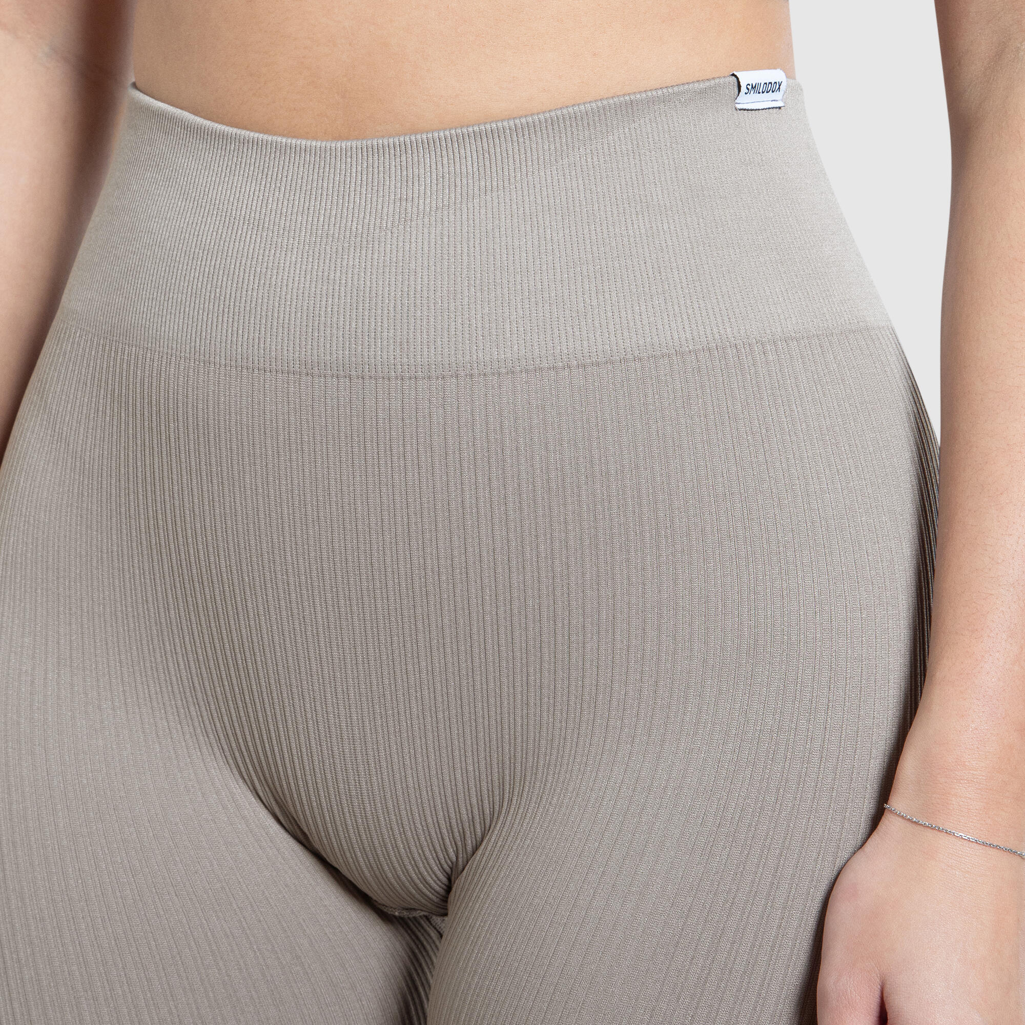 Damen High Waist Leggings Amaze Ripp Taupe 4/6