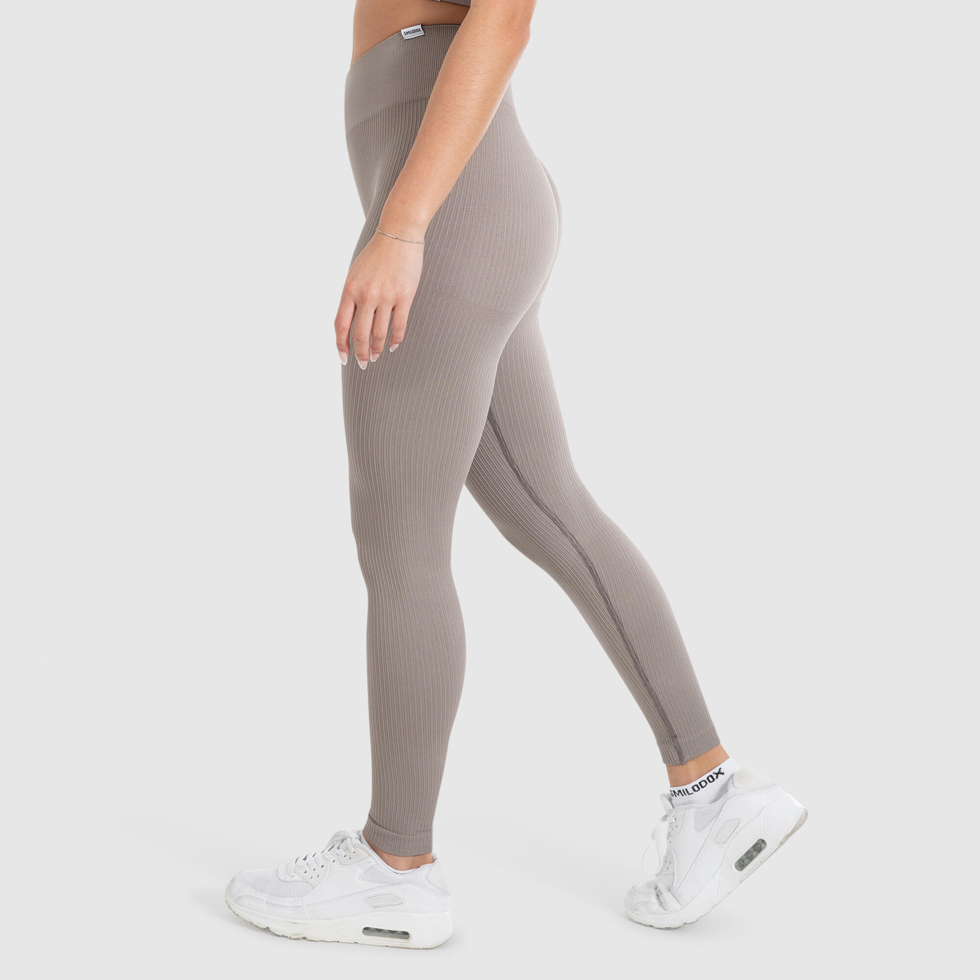 Damen High Waist Leggings Amaze Ripp Taupe 2/6