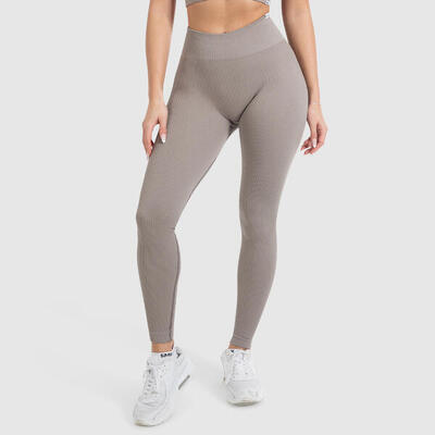 Damen High Waist Leggings Amaze Ripp Dunkelpink Melange