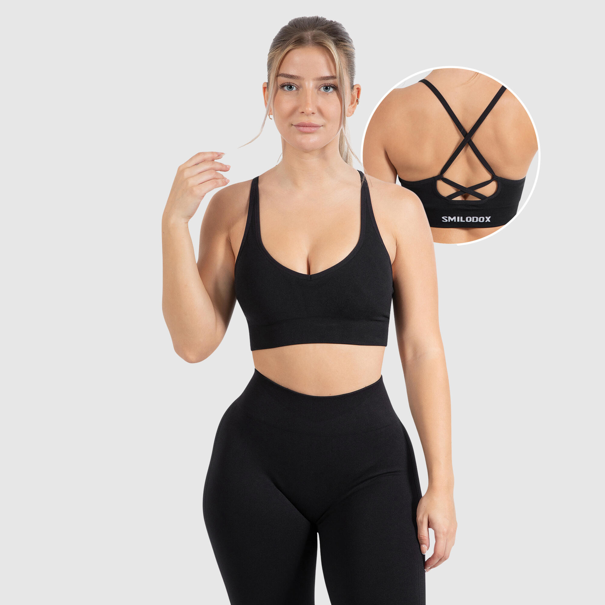 SMILODOX Damen Sport BH Cetrina Schwarz für Sport & Freizeit