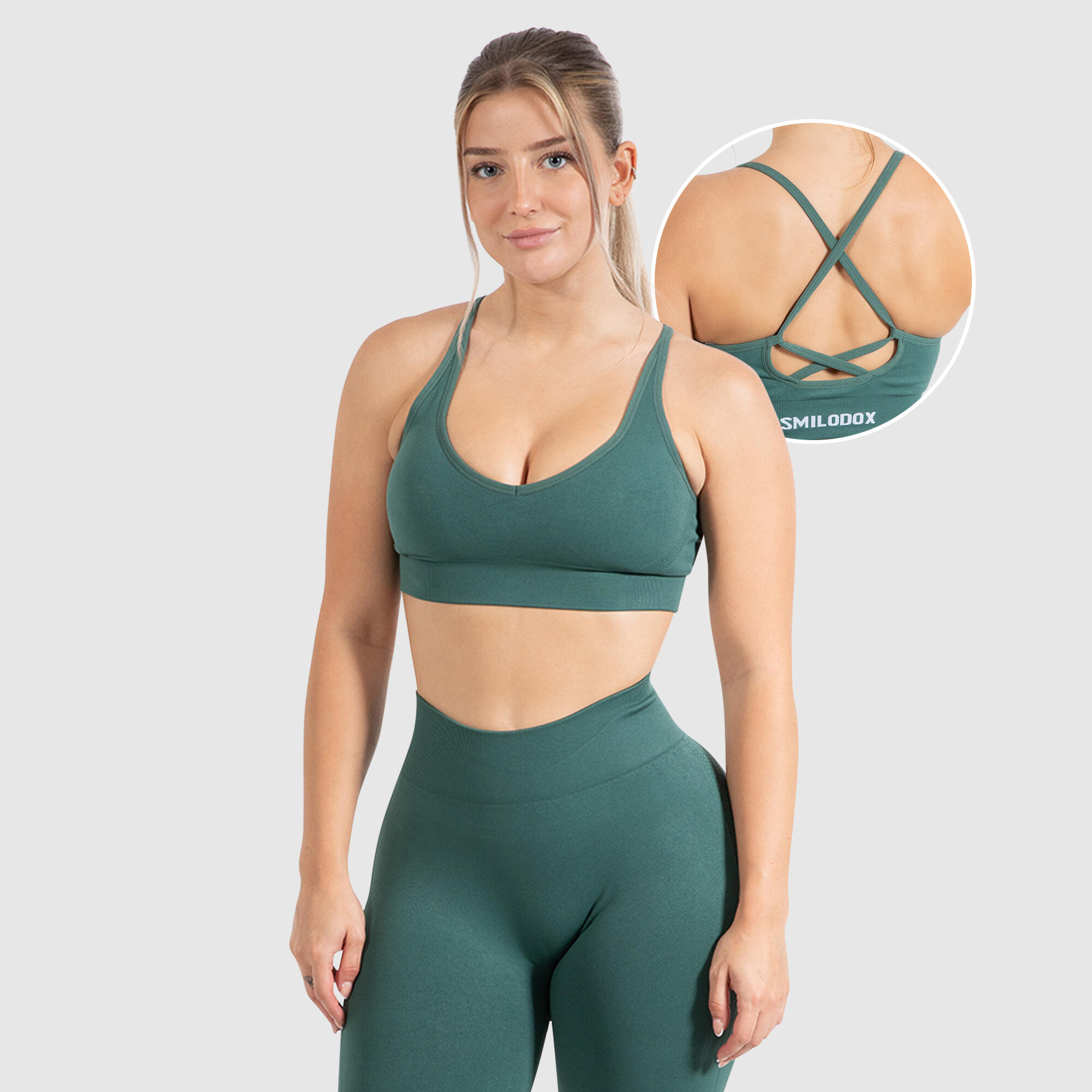 SMILODOX Damen Sport BH Cetrina Dunkel Grün für Sport & Freizeit
