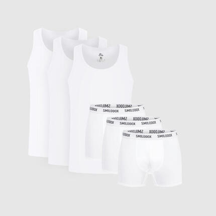 Herren 3x Boxershorts & 3x Unterhemd Modal Weiß