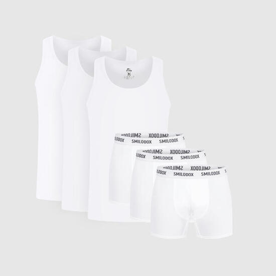 Herren 3x Boxershorts & 3x Unterhemd Modal Weiß