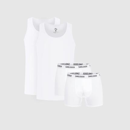 Herren 2x Boxershorts & 2x Unterhemd Modal Weiß