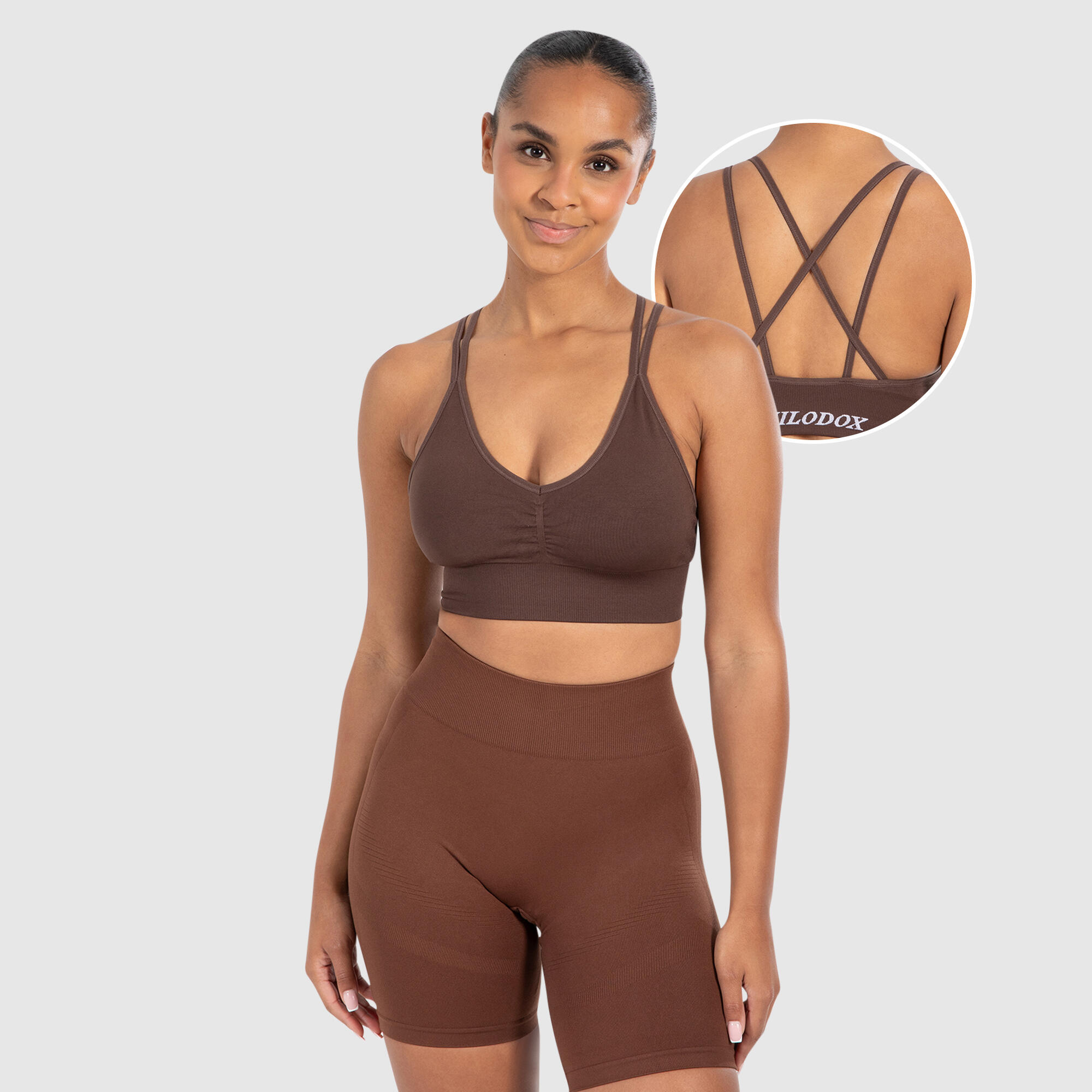 SMILODOX Damen Sport BH Katrin Dunkelbraun