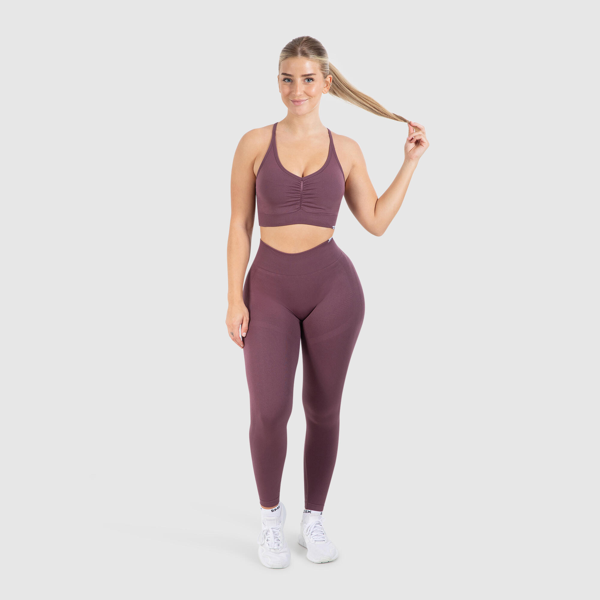 Damen Sport BH Solid Scrunch Dunkel Lila 3/6