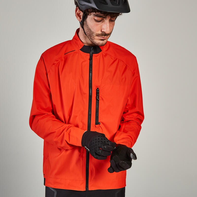 Seconde vie - VESTE COUPE PLUIE VELO VTT EXPL 500 ROUGE - TRÈS BON