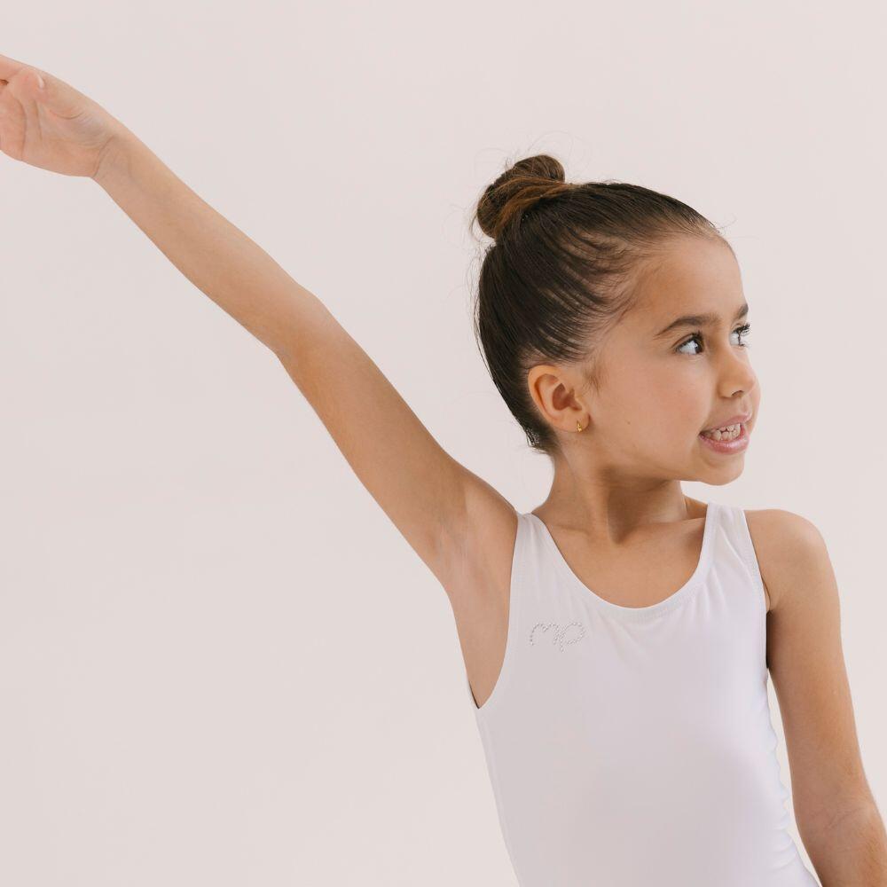 Body da ginnastica basic bianco Bambina 3/4